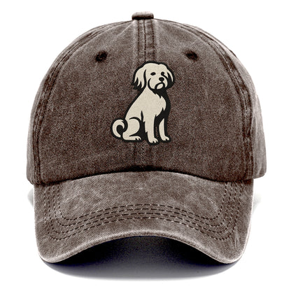 Löwchen - Little Lion Dog white embroide - Classic Cap - Brown