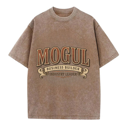 Bold typography design - "MOGUL" - business builder, industry leader - Vintage T-shirt - Brown