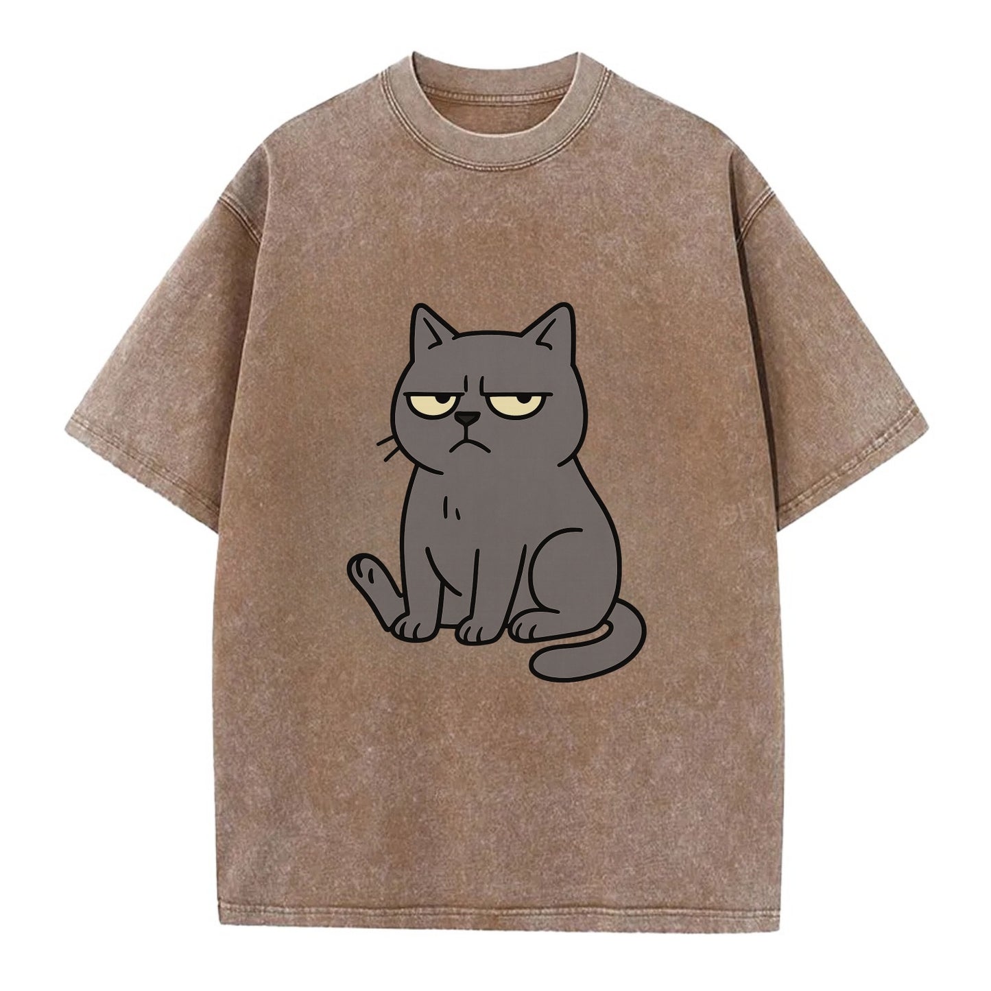 The Cat Judging Silently - Vintage T-shirt - Brown