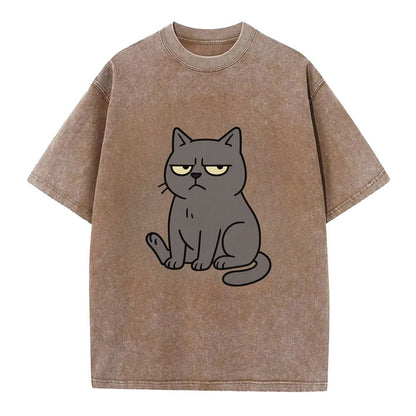 The Cat Judging Silently - Vintage T-shirt - Brown