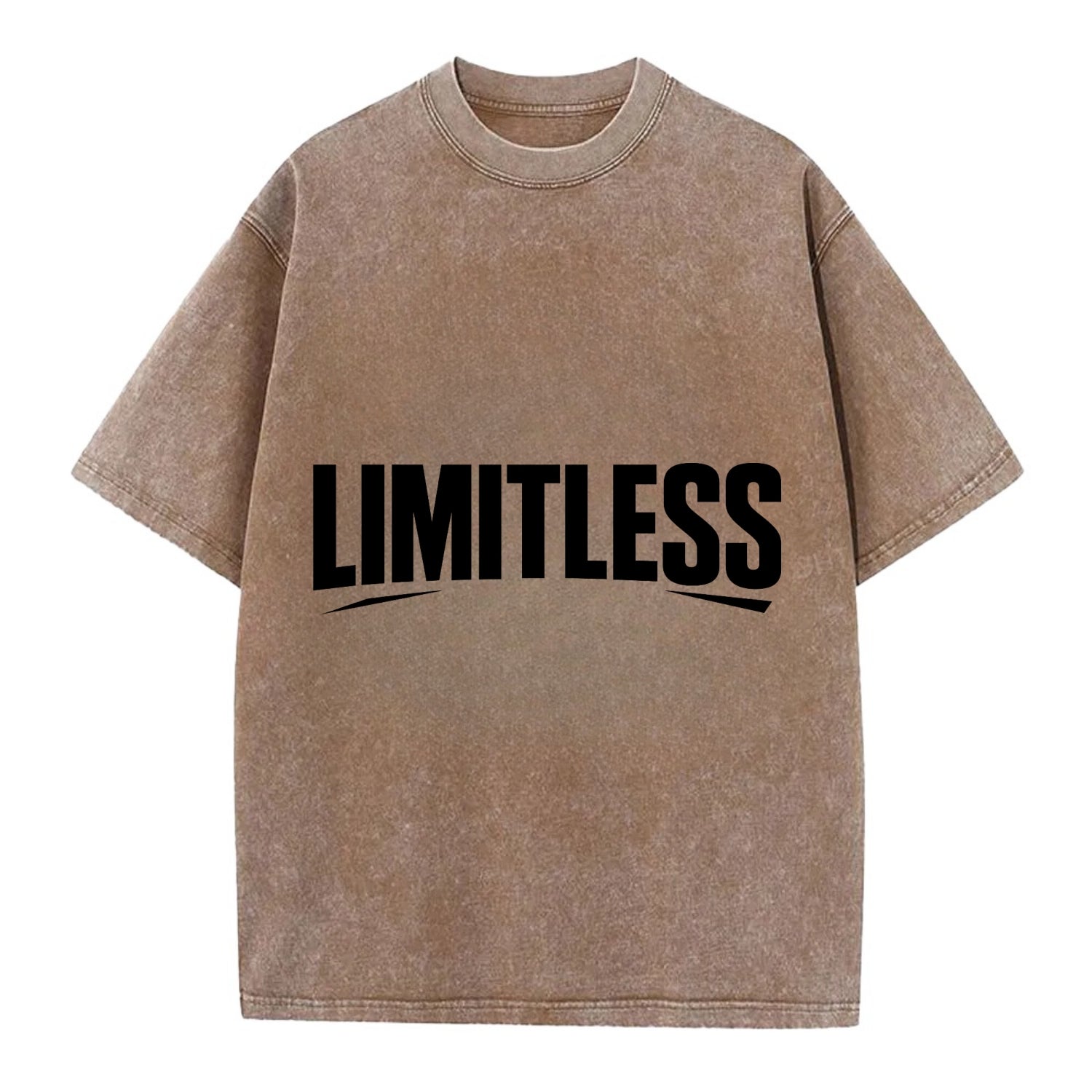 Bold typography design - "LIMITLESS" - no boundaries, infinite potential - Vintage T-shirt - Brown