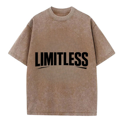 Bold typography design - "LIMITLESS" - no boundaries, infinite potential - Vintage T-shirt - Brown