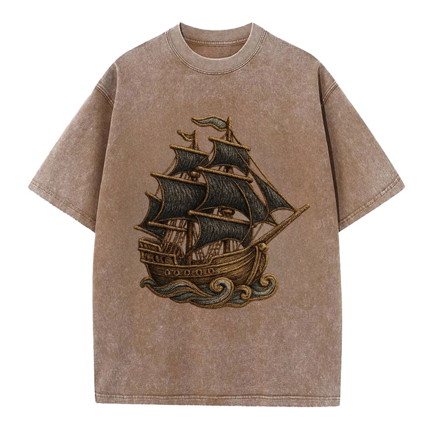 Pirate Ship  - Vintage T-shirt - Brown