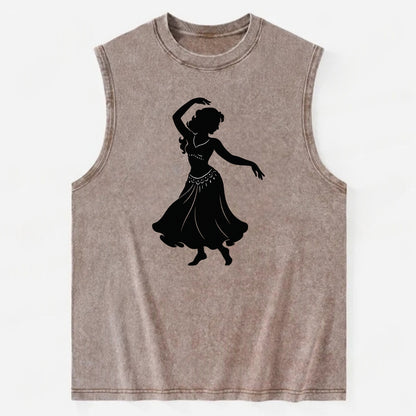 Belly dancer graceful gesture - Vintage Washed Tank - Brown