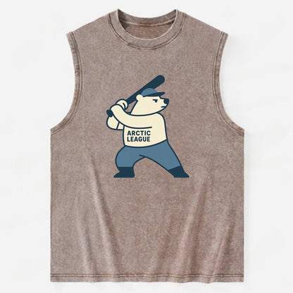 Polar Bear Baseball MVP - Vintage Washed Tank - Brown