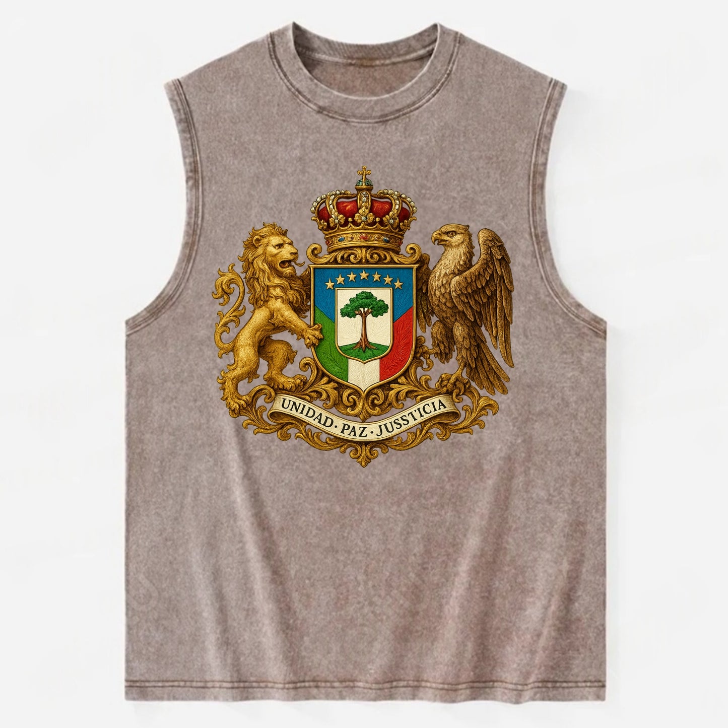 Equatorial Guinea Silk Cotton Tree Emblem - Vintage Washed Tank - Brown