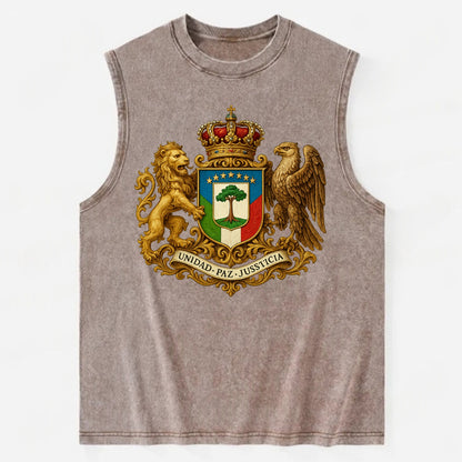 Equatorial Guinea Silk Cotton Tree Emblem - Vintage Washed Tank - Brown