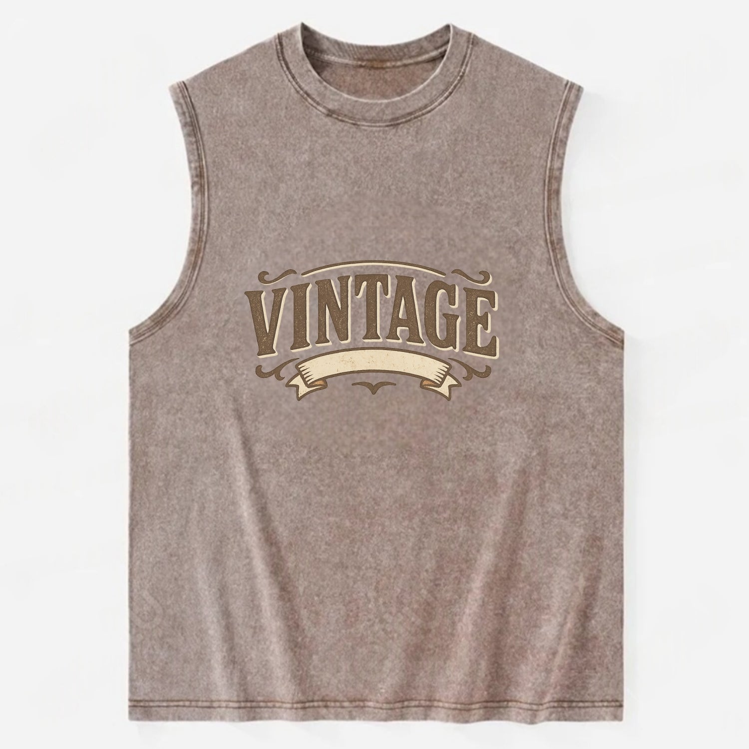 Bold typography design - "CENTERED" - aligned, focused, balanced within - Vintage Washed Tank - Brown