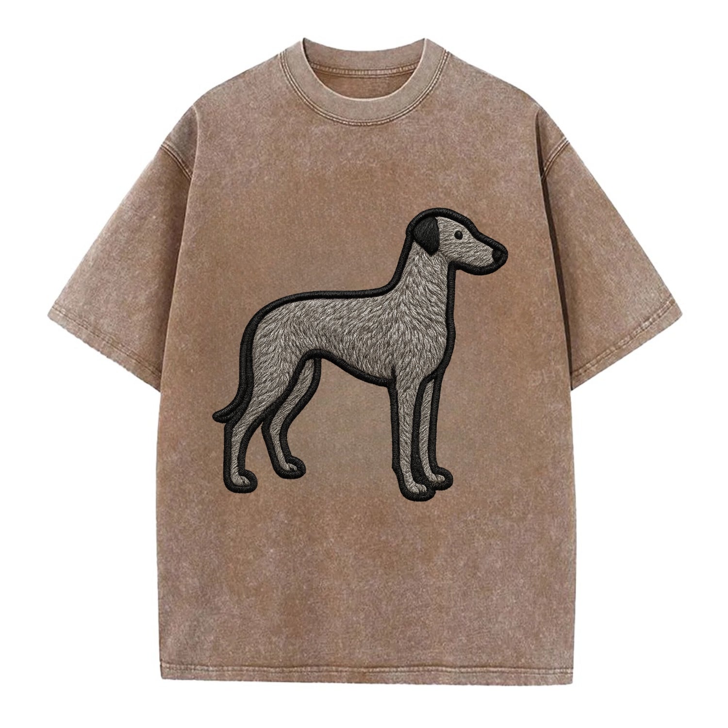 Scottish Deerhound - Trendy hound silhou - Vintage T-shirt - Brown