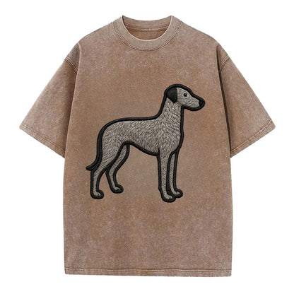 Scottish Deerhound - Trendy hound silhou - Vintage T-shirt - Brown