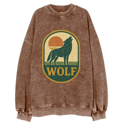Carbon Fiber Wolf  - Vintage Sweatshirt - Brown