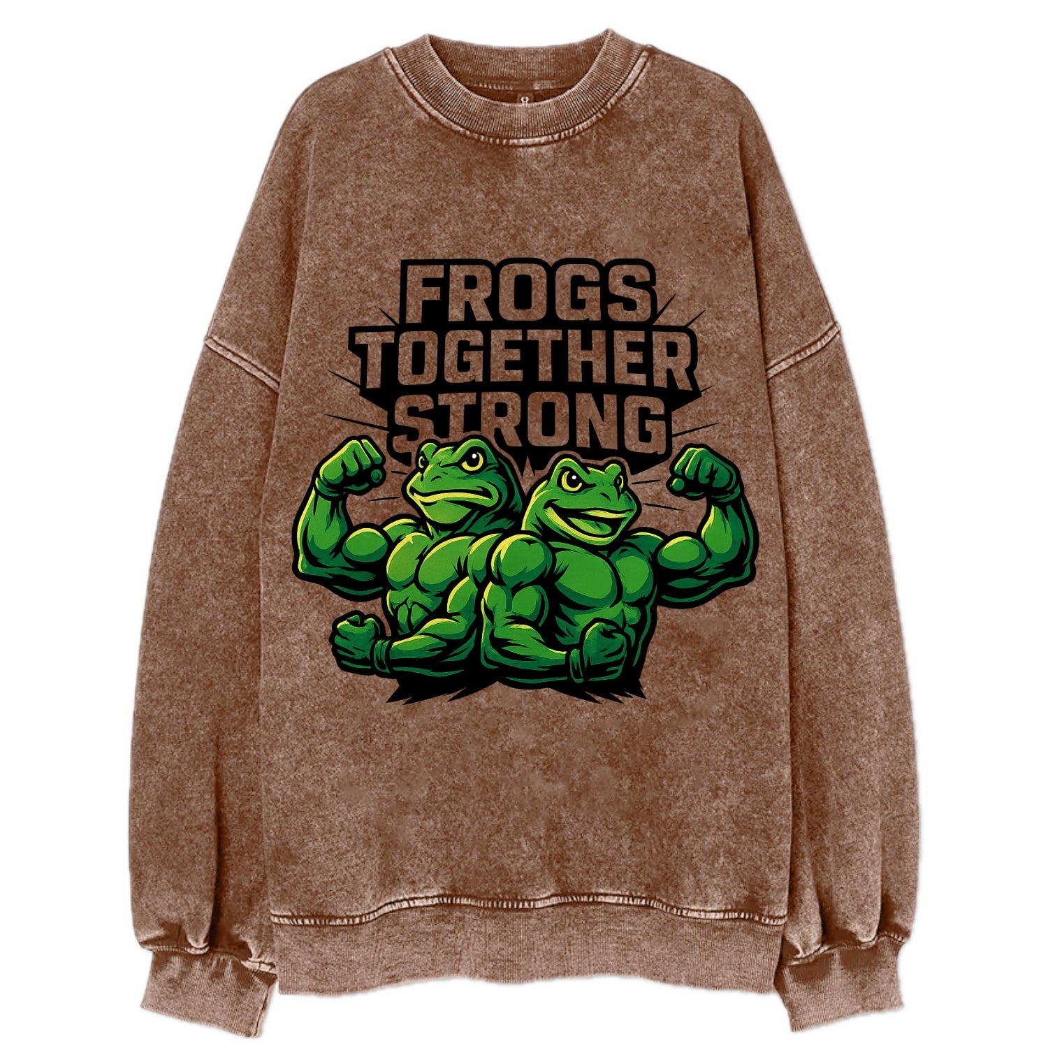Frogs Together Strong - Vintage Sweatshirt - Brown