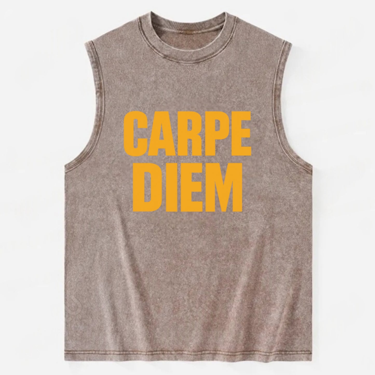 Bold typography design - "CARPE DIEM" - seize the day - Vintage Washed Tank - Brown