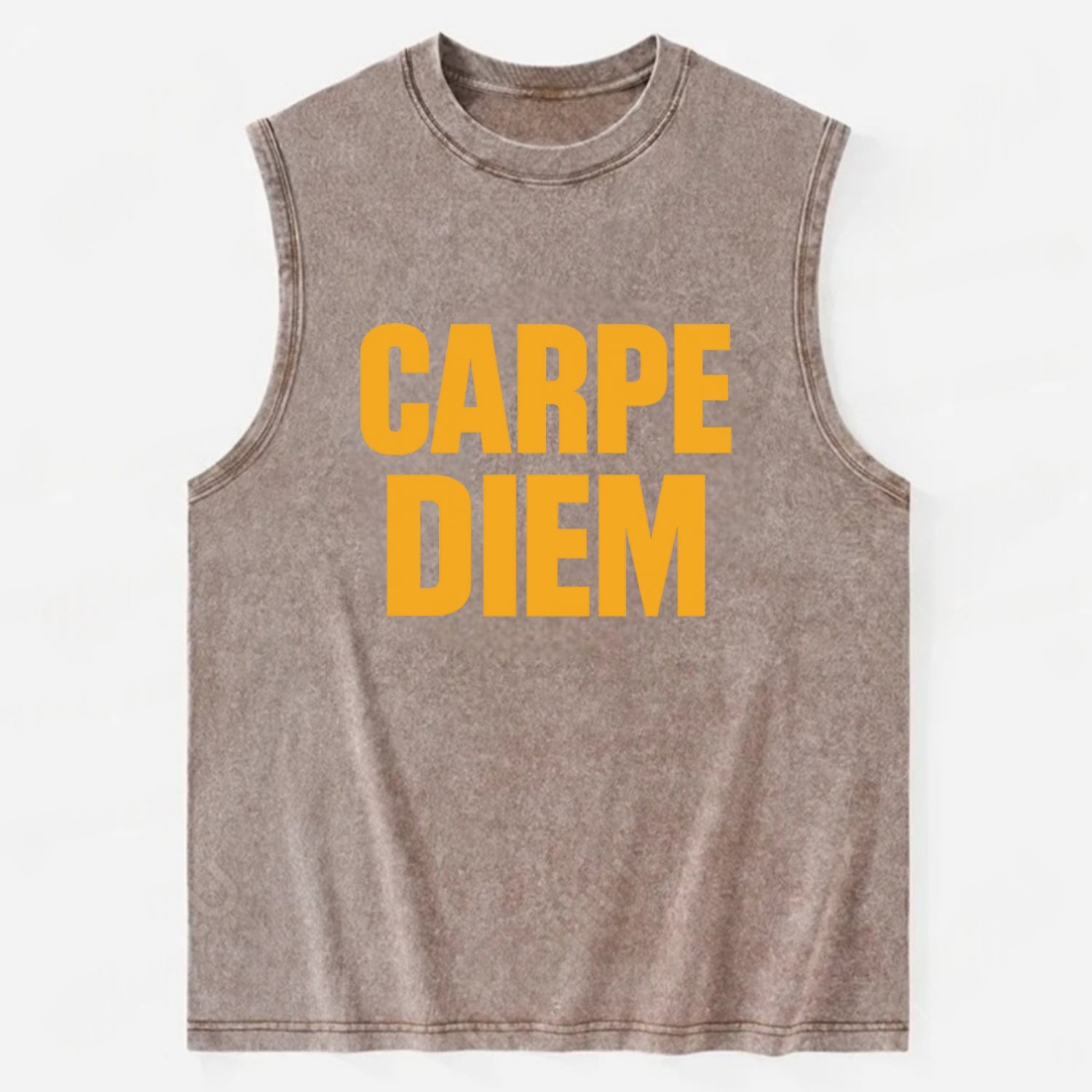 Bold typography design - "CARPE DIEM" - seize the day - Vintage Washed Tank - Brown