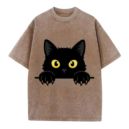 Black Cat  - Vintage T-shirt - Brown