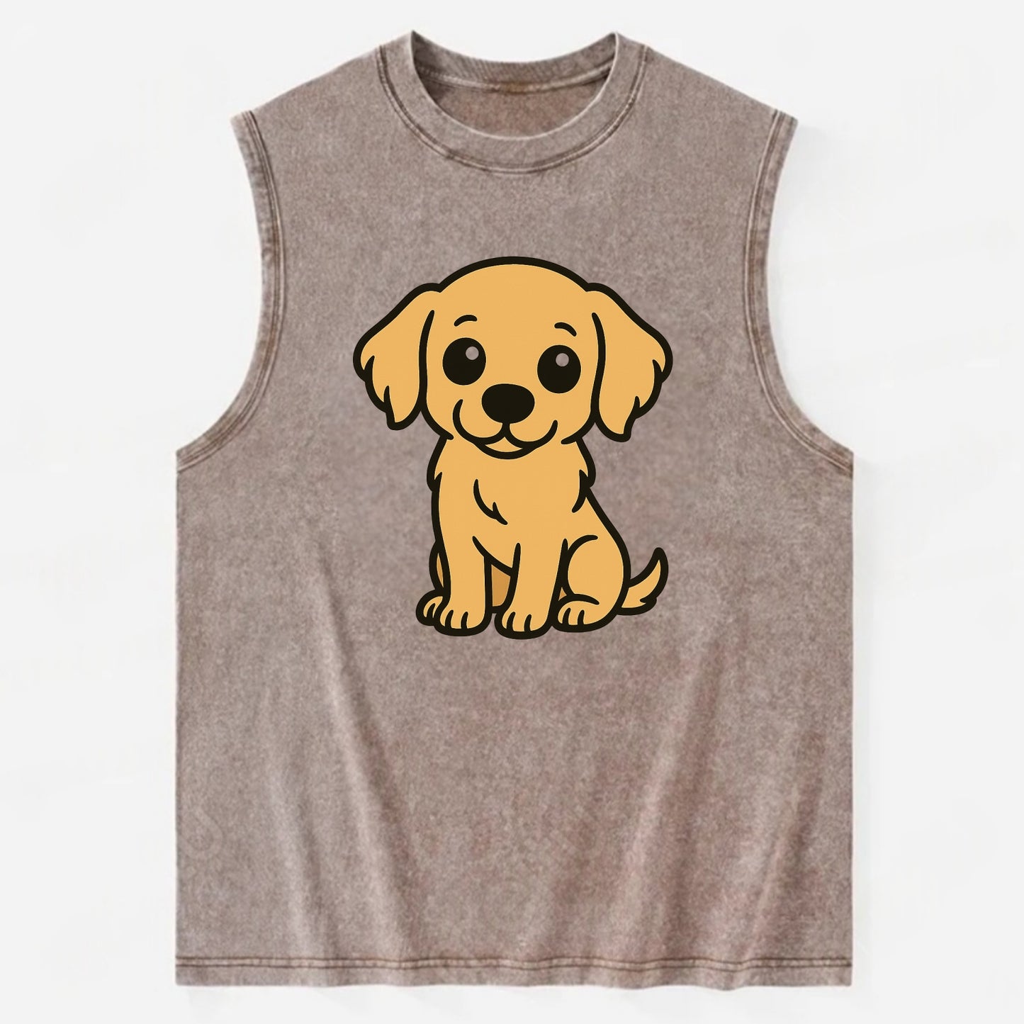 Golden Retriever - Head tilt curious pose - Vintage Washed Tank - Brown