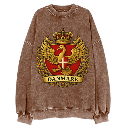 Denmark Heritage Badge  - Vintage Sweatshirt - Brown