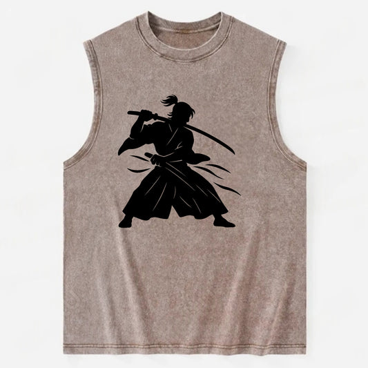 Japanese samurai sword draw - Vintage Washed Tank - Brown