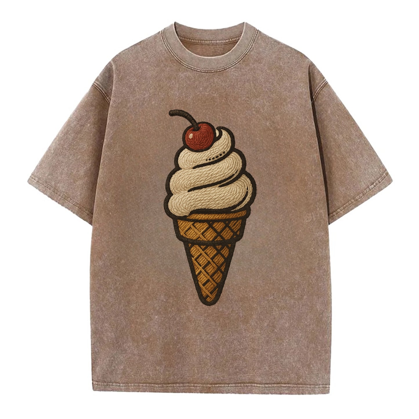 Ice Cream Cone  - Vintage T-shirt - Brown