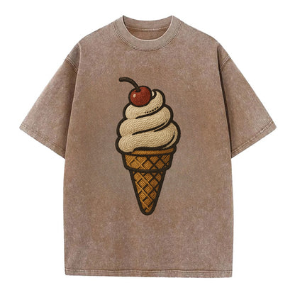 Ice Cream Cone  - Vintage T-shirt - Brown