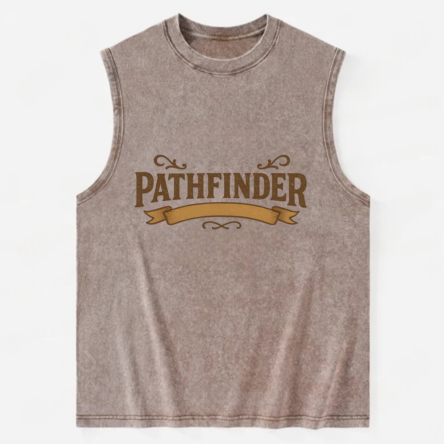Bold typography design - "PATHFINDER" - finding the way, leading others - Vintage Washed Tank - Brown