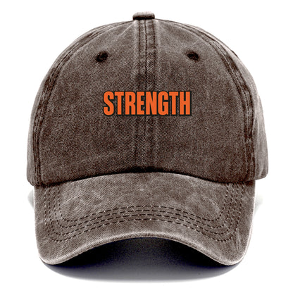 Bold typography design - "STRENGTH" - inner power, resilience, fortitude - Classic Cap - Brown
