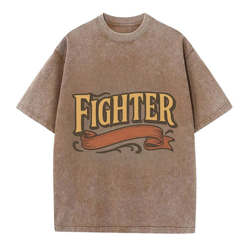 Bold typography design - FIGHTER - never giving up, battling on - Vintage T-shirt