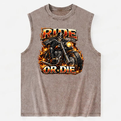 Ride Or Die - Vintage Washed Tank - Brown