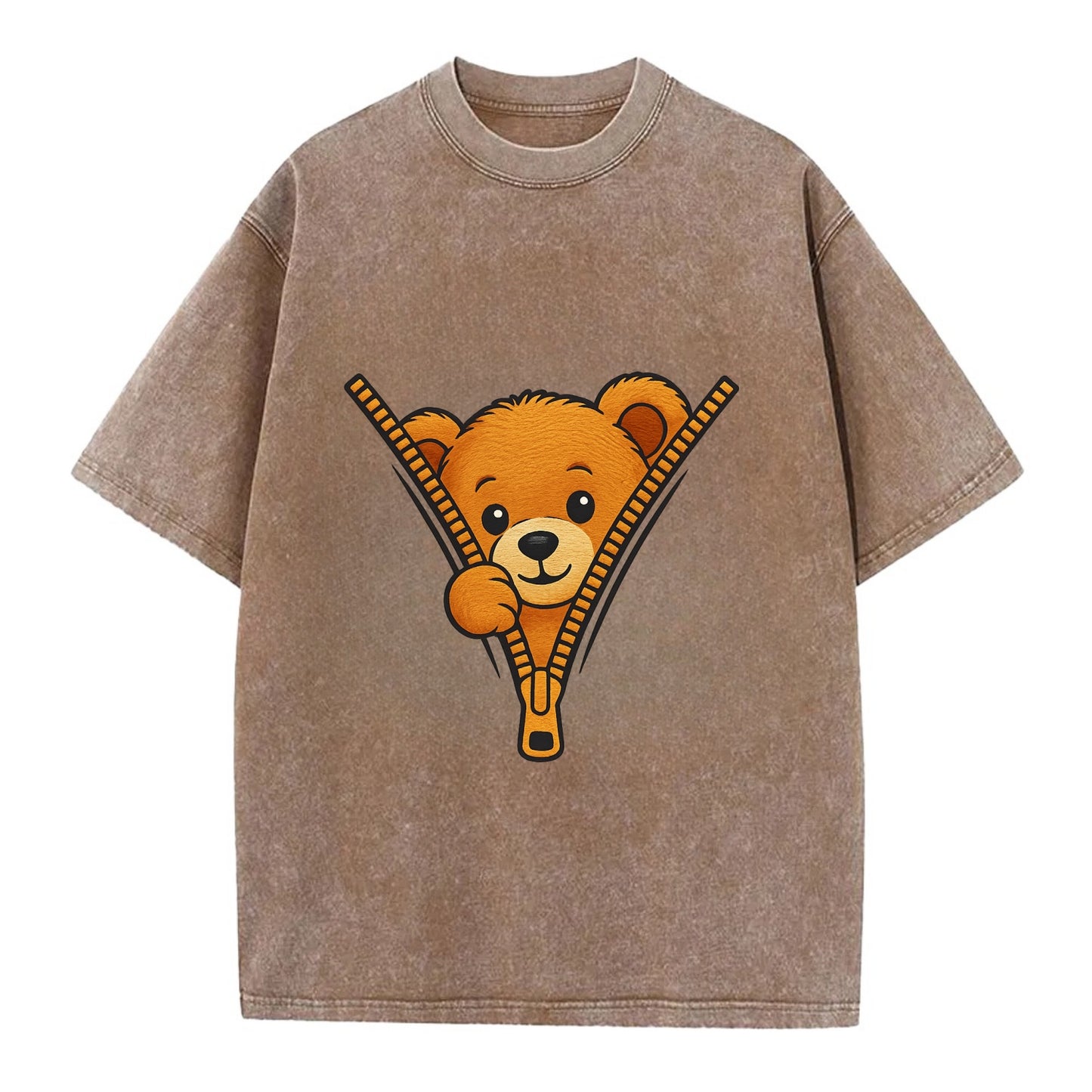 zipper bear - Vintage T-shirt - Brown