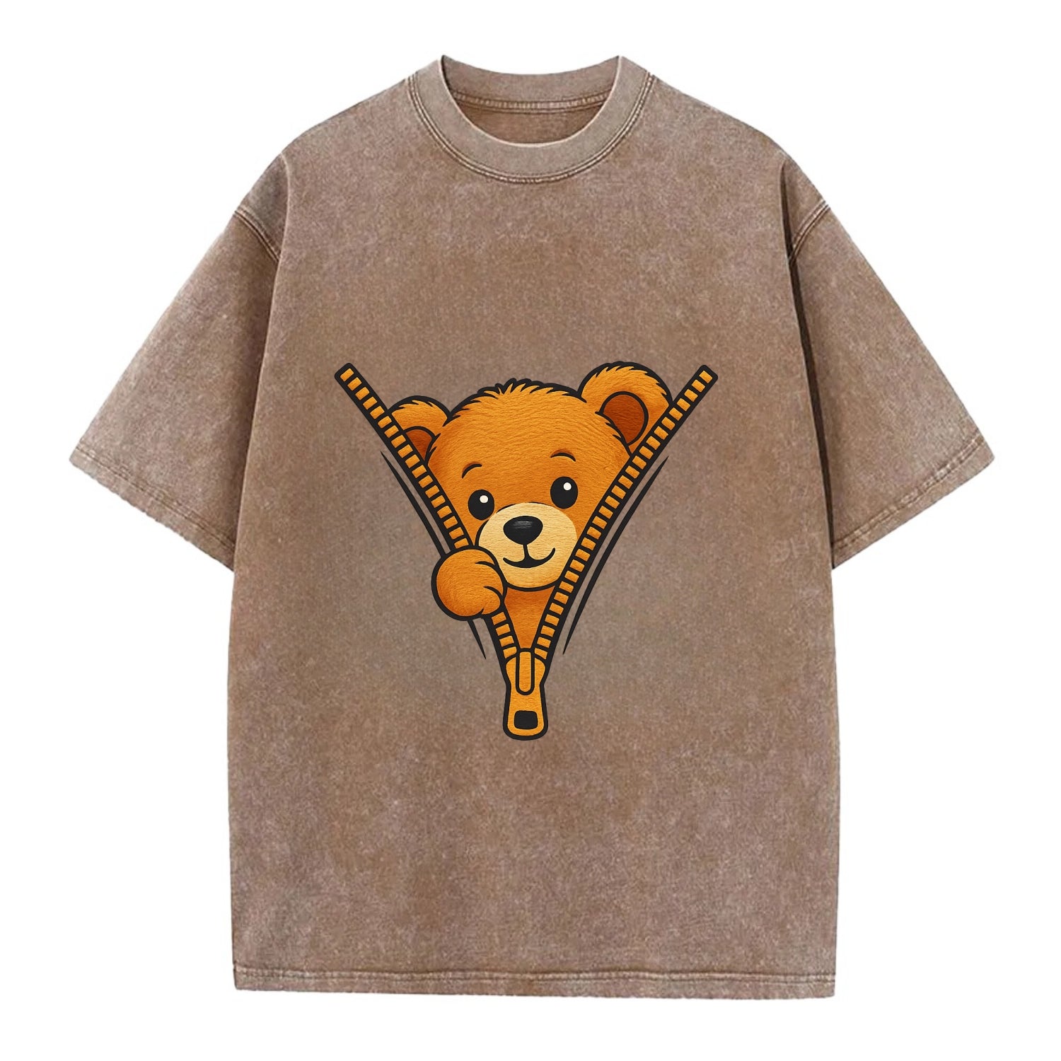 zipper bear - Vintage T-shirt - Brown