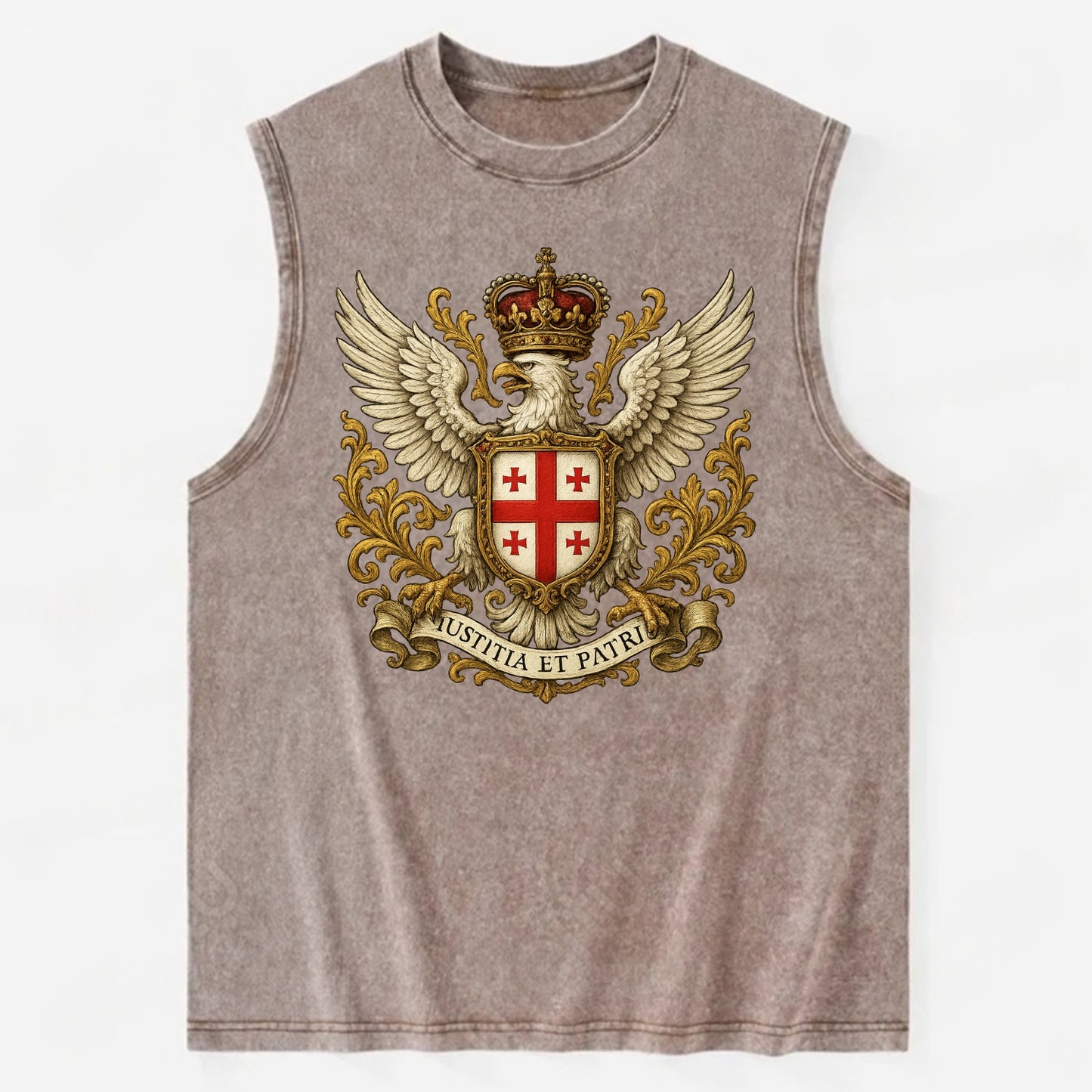 Georgia White Eagle Emblem  - Vintage Washed Tank - Brown