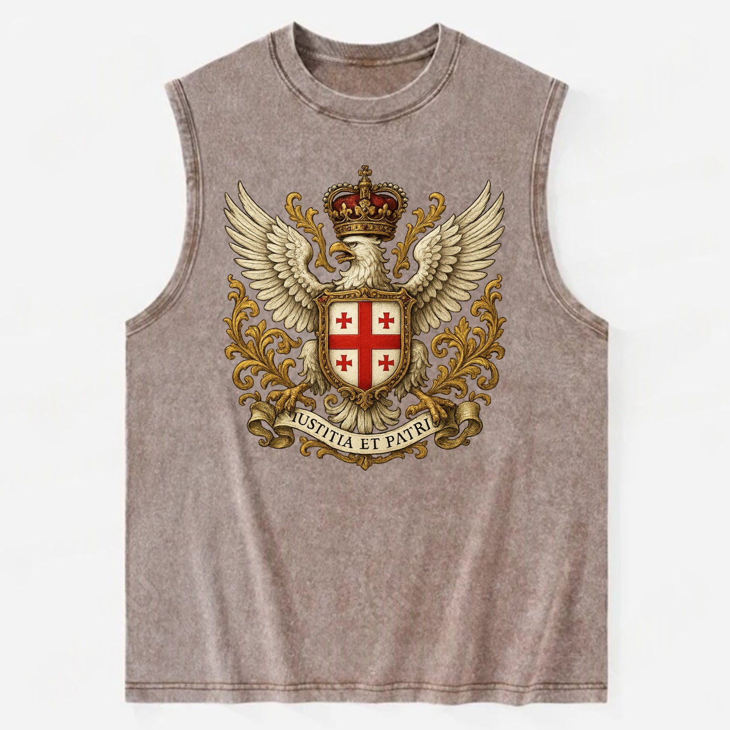 Georgia White Eagle Emblem  - Vintage Washed Tank - Brown