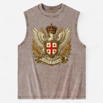 Georgia White Eagle Emblem  - Vintage Washed Tank - Brown