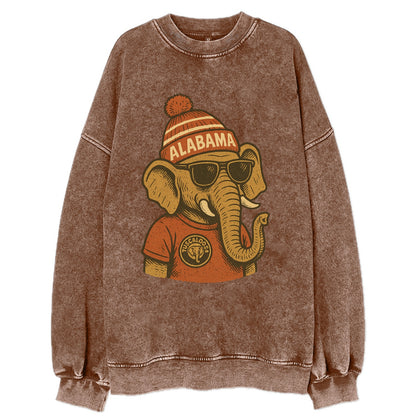 Tuscaloosa Crimson Elephant wearing Alab - Vintage Sweatshirt - Brown