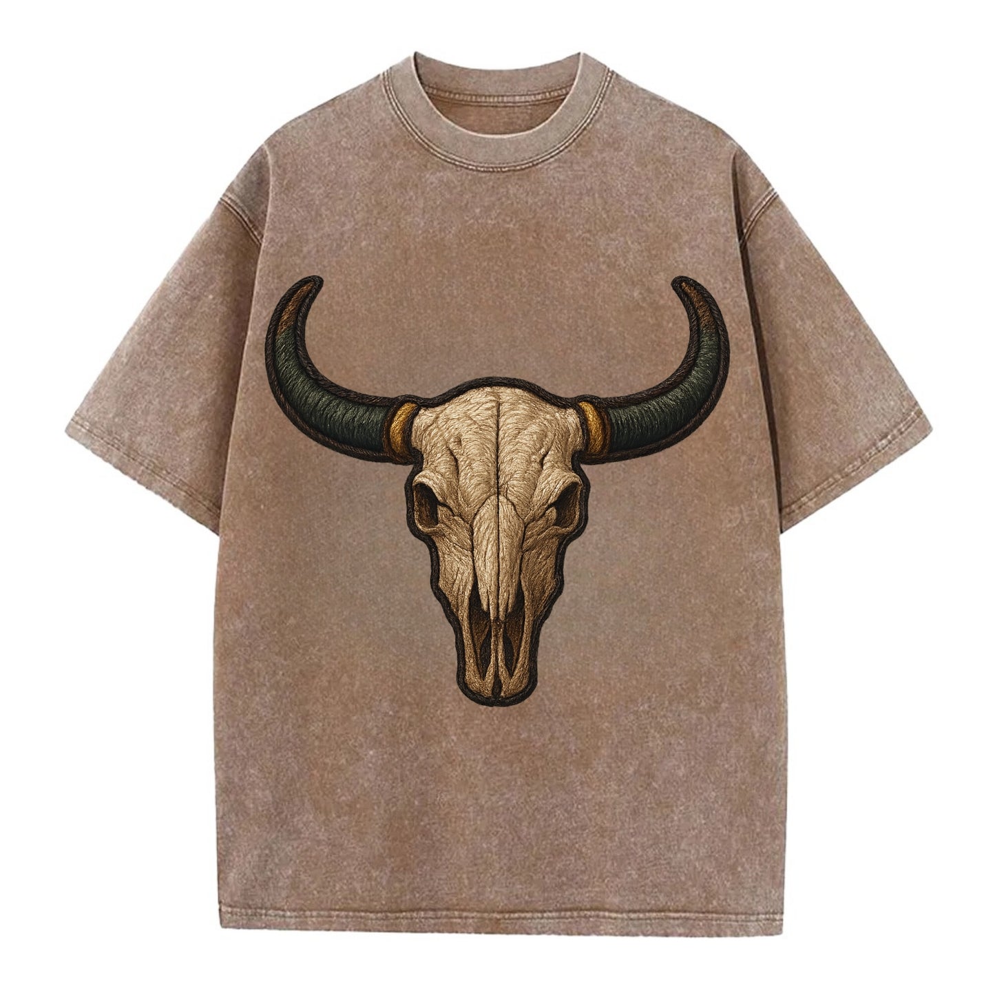 Bull Skull  - Vintage T-shirt - Brown