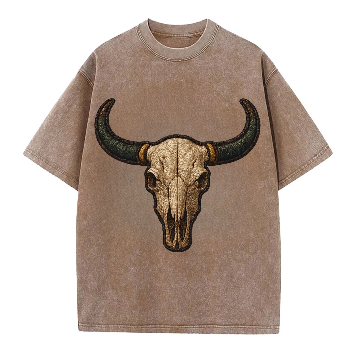Bull Skull  - Vintage T-shirt - Brown