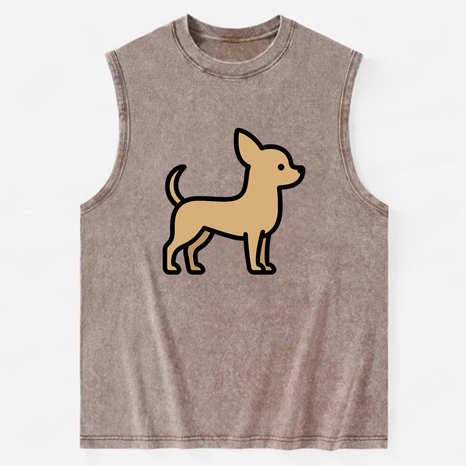 Chihuahua - Tan smooth coat flat side profile - Vintage Washed Tank - Brown