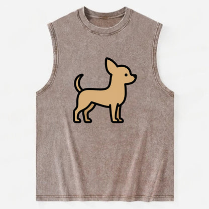 Chihuahua - Tan smooth coat flat side profile - Vintage Washed Tank - Brown