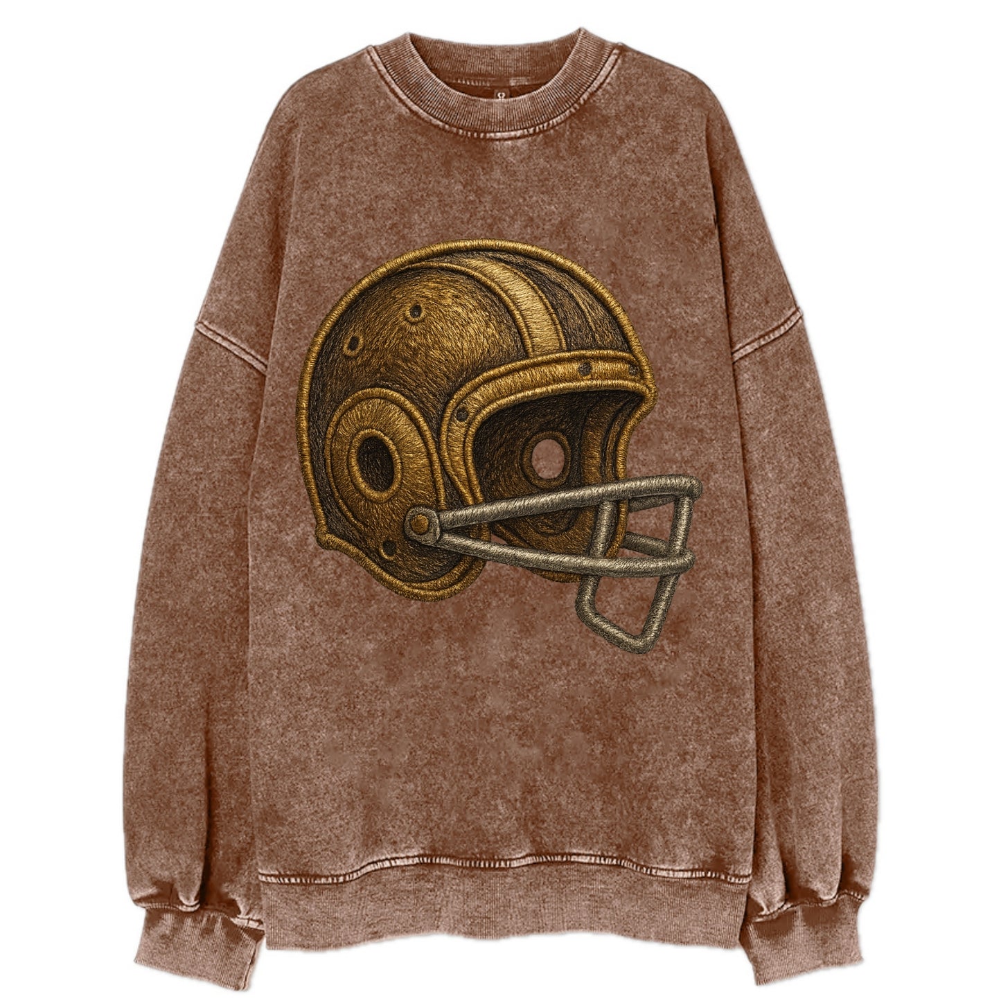 Football Helmet  - Vintage Sweatshirt - Brown