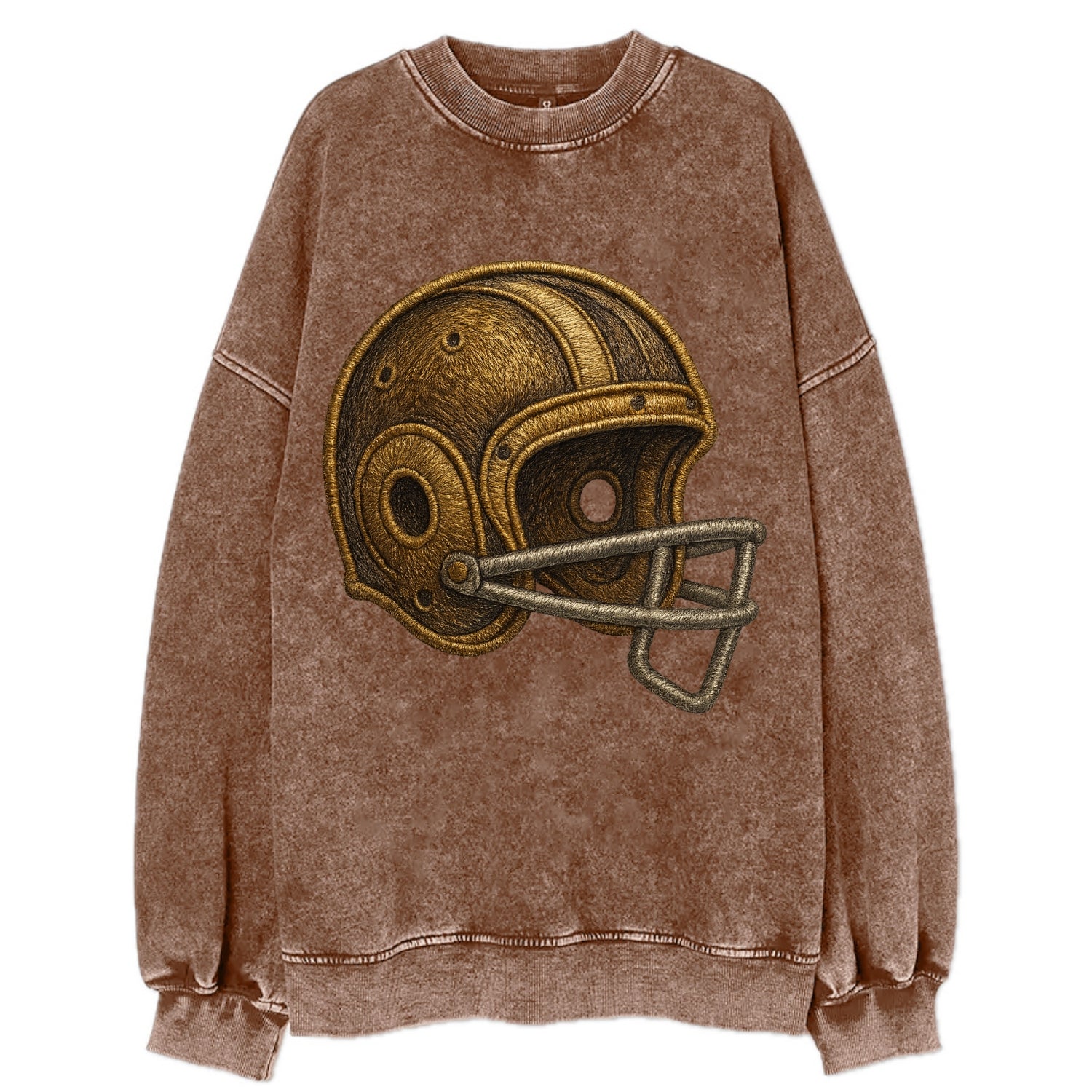 Football Helmet  - Vintage Sweatshirt - Brown