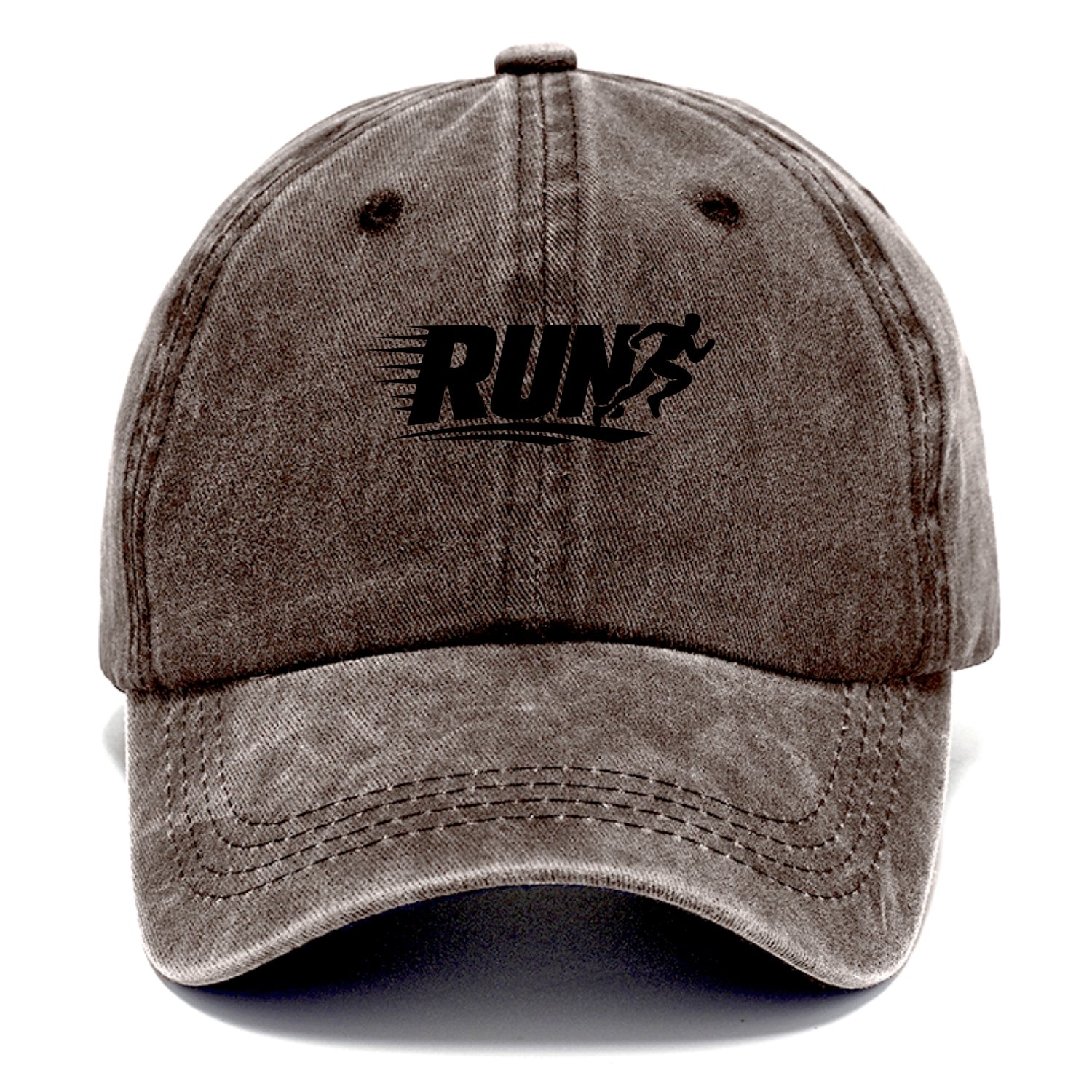 Bold typography design - "RUN" - cardio life, runner identity - Classic Cap - Brown