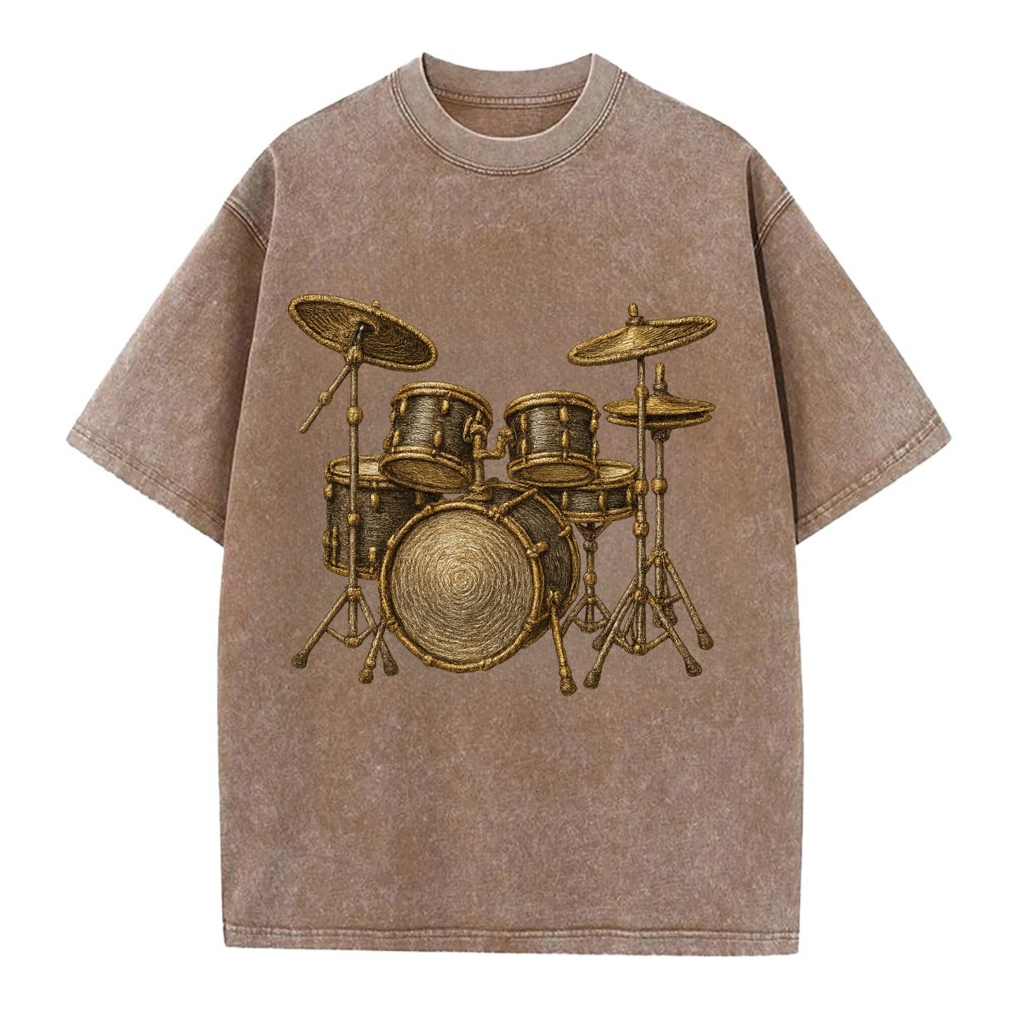 Drum Kit  - Vintage T-shirt - Brown