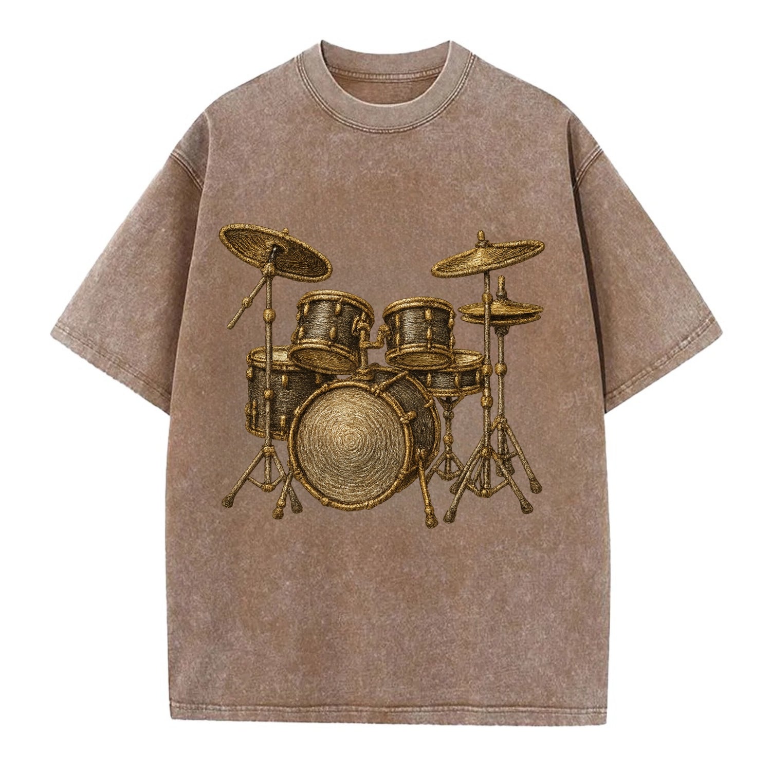 Drum Kit  - Vintage T-shirt - Brown