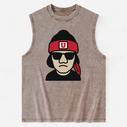 Salt Lake Ute wearing Utah beanie with U patch - Vintage Washed Tank - Brown