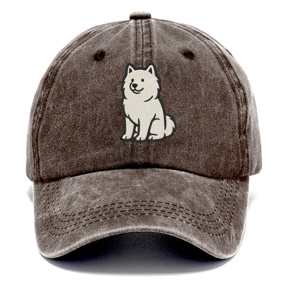 Samoyed - White fluffy embroidered desig Classic Cap - Brown