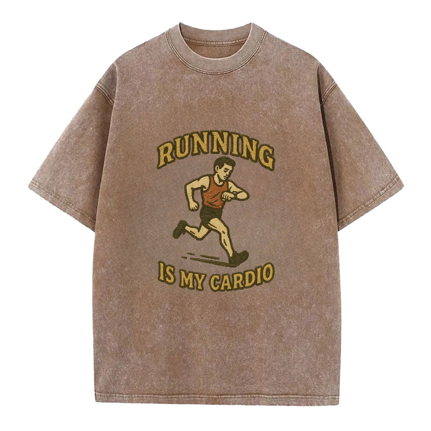 Running Late Is My Cardio  - Vintage T-shirt - Brown