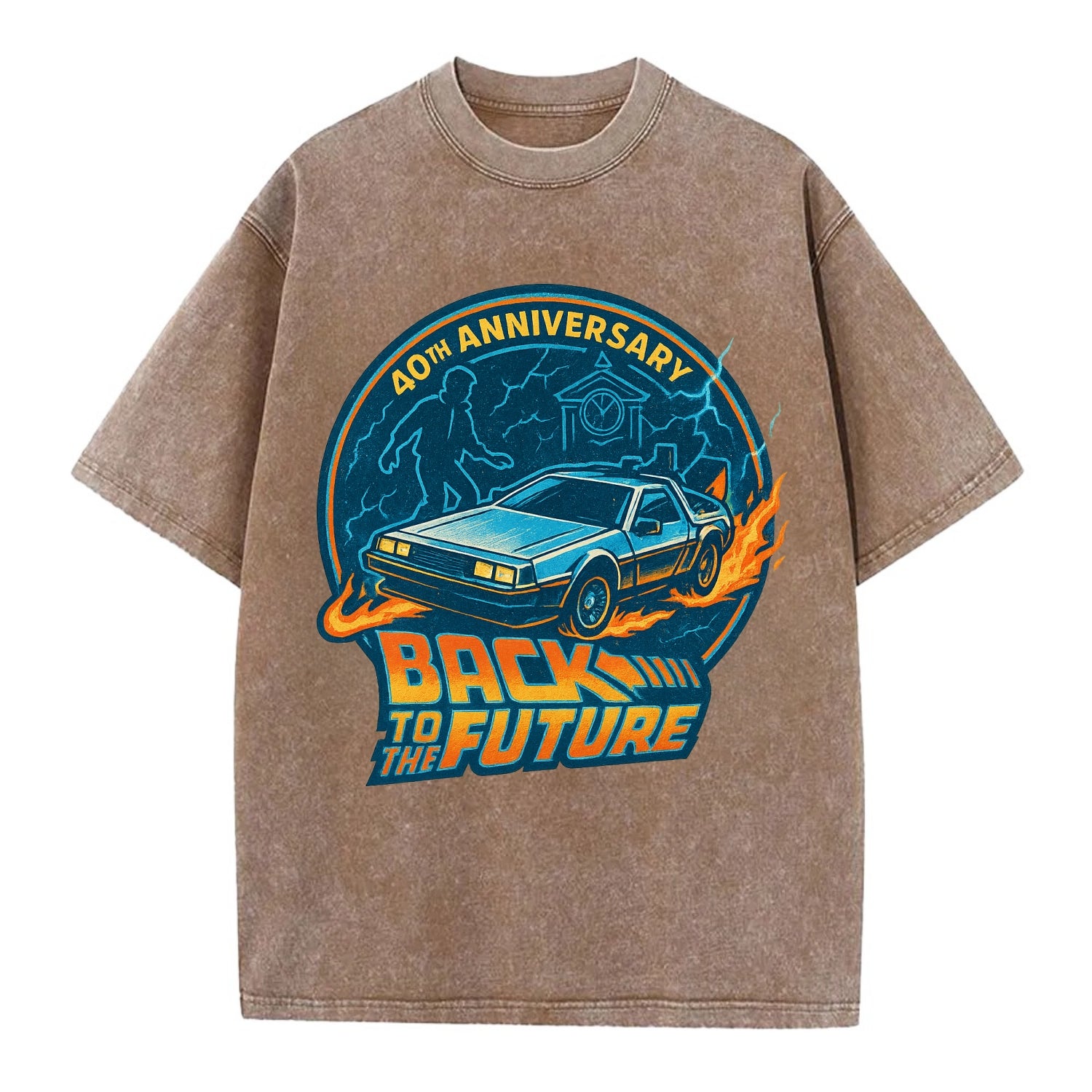 Back To The Future 40th Anniversary - Vintage T-shirt - Brown