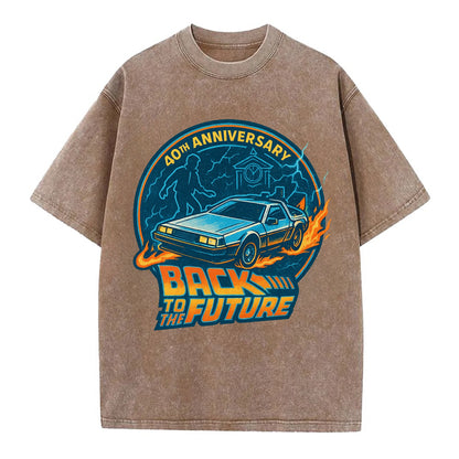 Back To The Future 40th Anniversary - Vintage T-shirt - Brown
