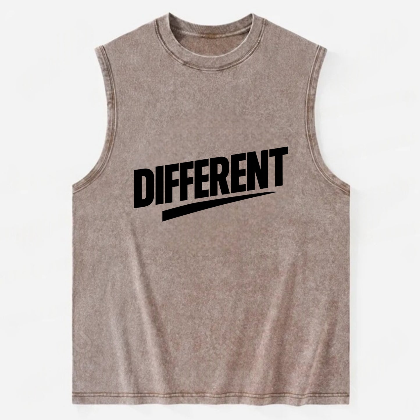 Bold typography design - "DIFFERENT" - standing out, not following crowd - Vintage Washed Tank - Brown