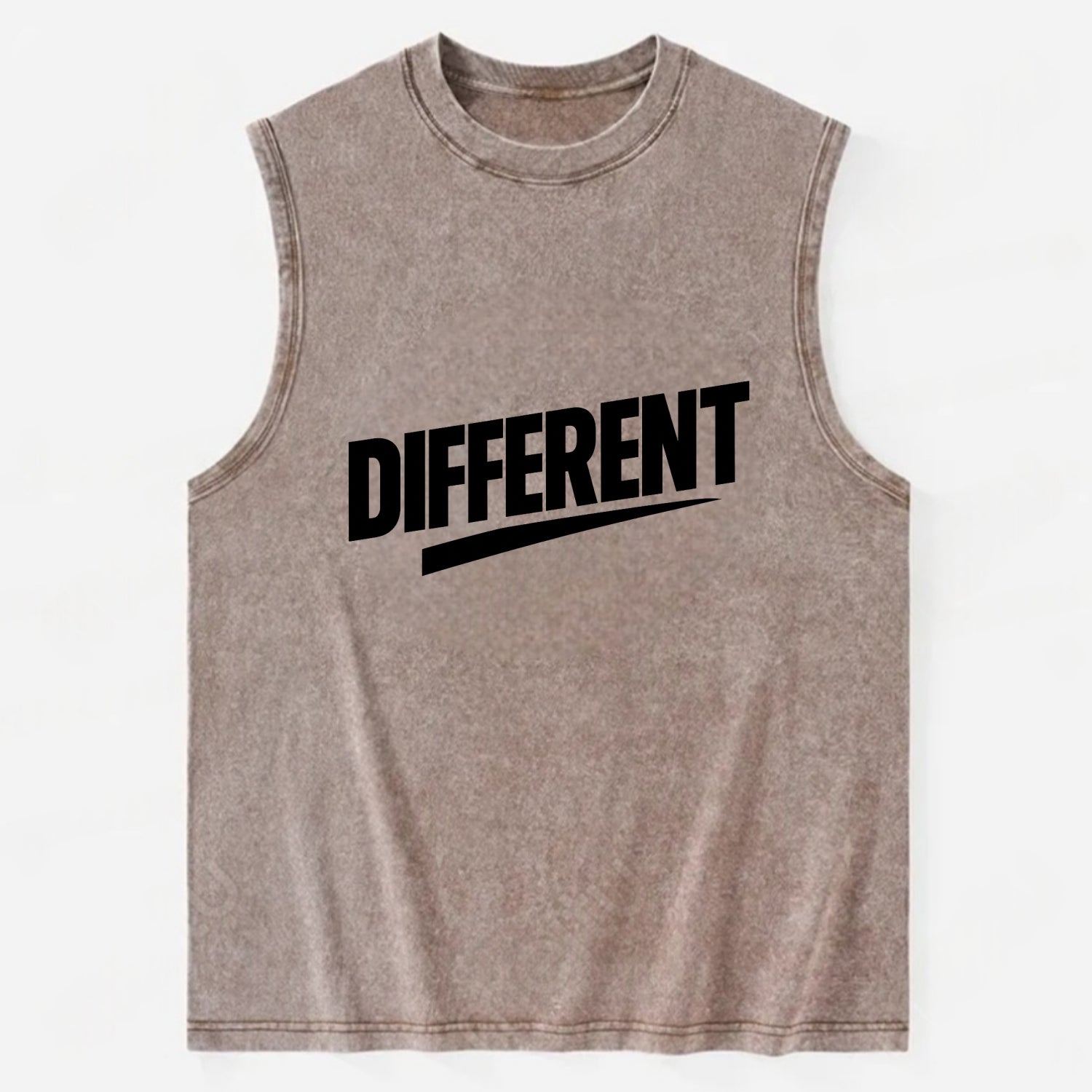 Bold typography design - "DIFFERENT" - standing out, not following crowd - Vintage Washed Tank - Brown